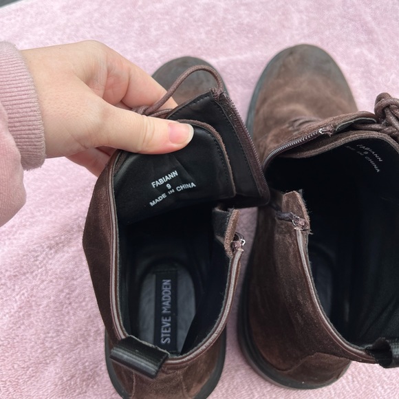 Steve Madden Brown Suede Lace Up Boots - Picture 3 of 5